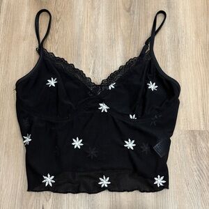Black Lace Trim Daisy Camisole